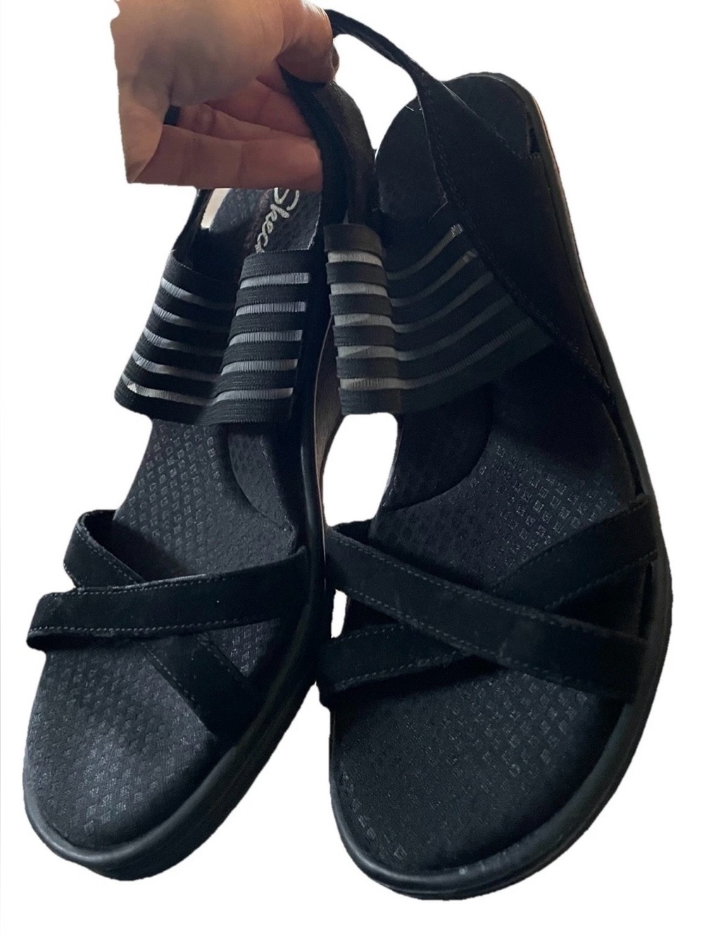 Skechers Women's Rumblers-Sci-fi Wedge Sandal Black Size US 9 EU 39 UK 6